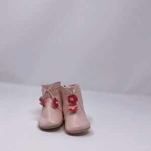 Leather Pink Foral Boots